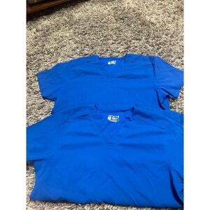 Carhartt Scrub Top Blue V Neck Short Sleeve Nursing Medical Healthcare‎